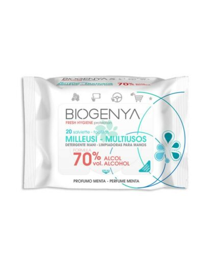 BIOGENYA - MILLEUSI IGIENIZZANTI 70% ALCOOL SALVIETTE 20 PEZZI