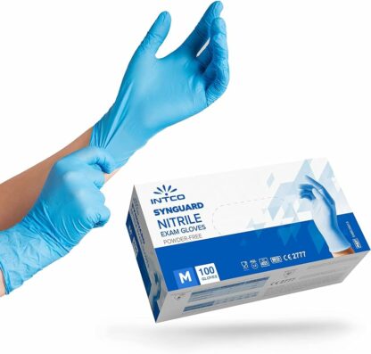 intco medical 100 guanti in Nitrile M senza polvere, senza lattice, ipoallergenici