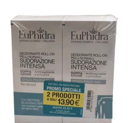 EUPHIDRA DEO ROLL-ON SUDORAZIONE INTENZA SENZA PROFUMO **PROMO 2 PEZZI**