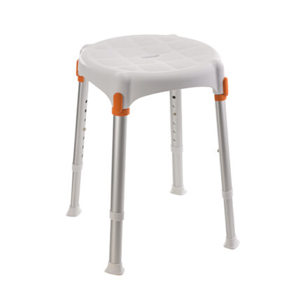 SGABELLO BAGNO TONDO CON VASSOIO ALTEZZA REGOLABILE BIANCO Wimed